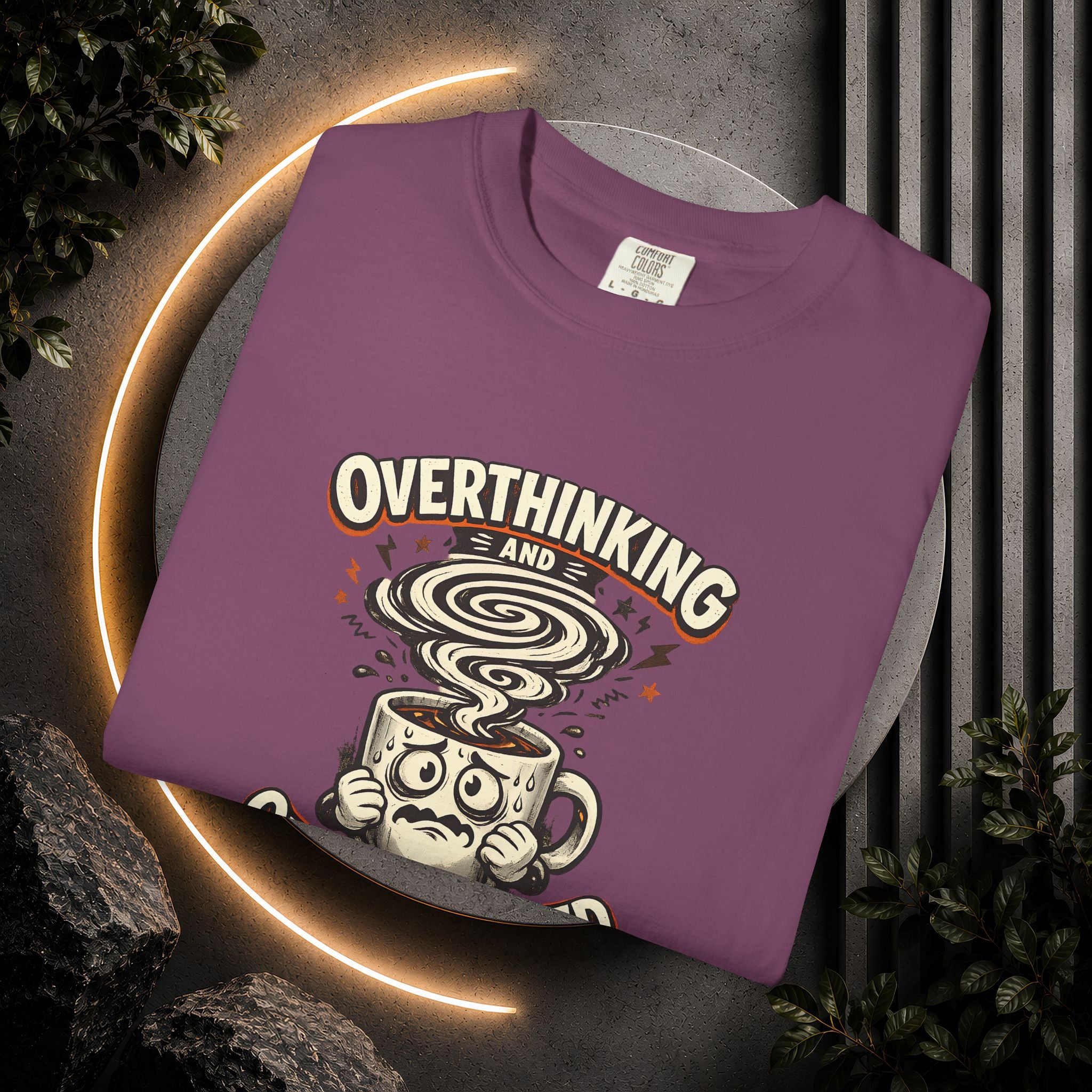 Overthinking & Overcaffeinated T-Shirt — Funny Coffee & Anxiety Graphic Tee