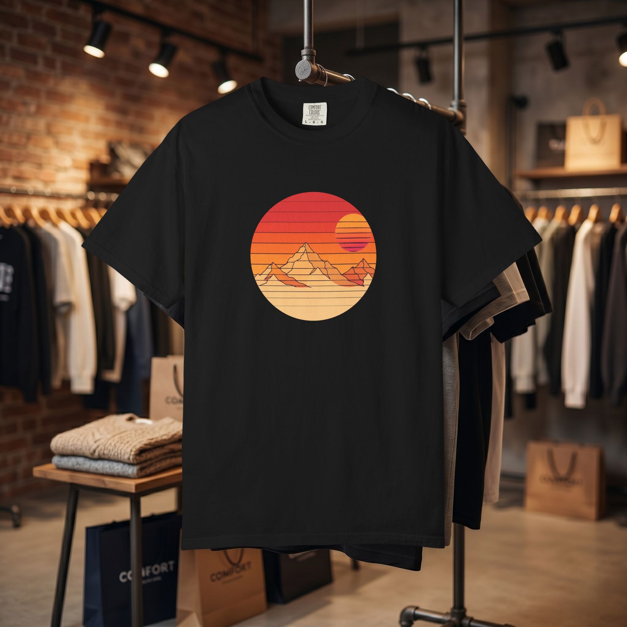 Retro Sunset Mountain T-shirt | Vintage Mountain Graphic Tee