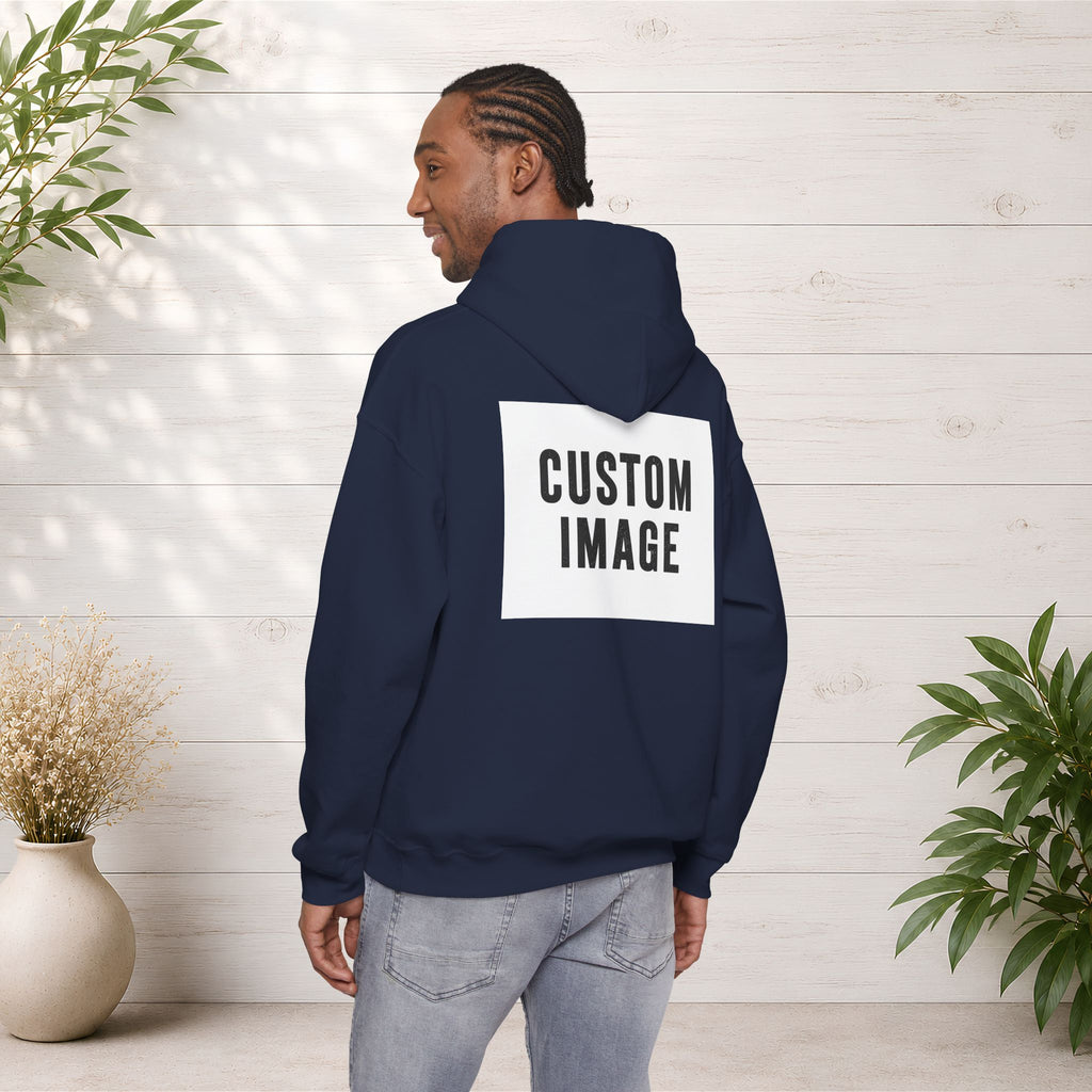 Custom Back Image Hoodie — Personalized White Pullover Hooded Sweatshirt