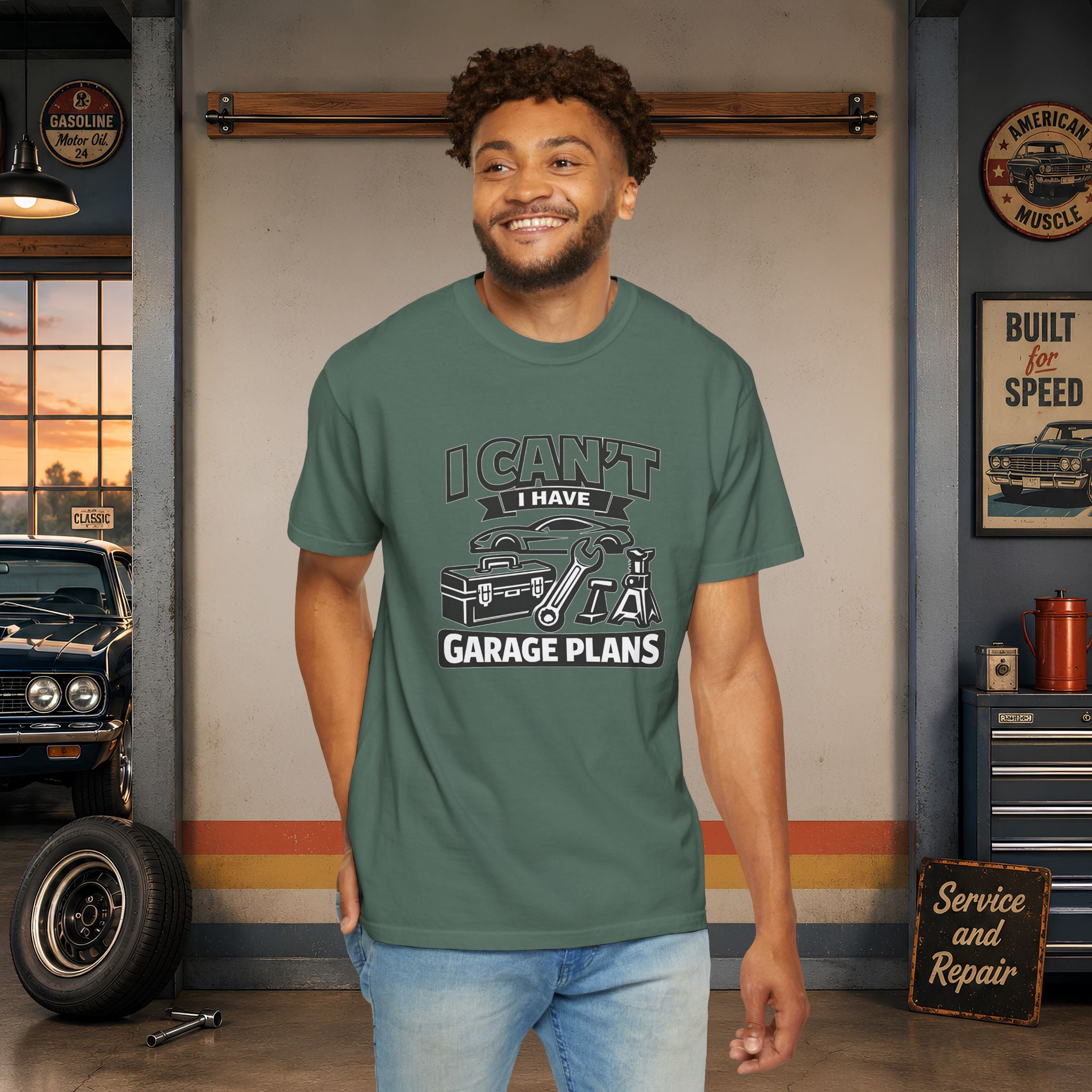 Garage Plans T-Shirt — "I Can't I Have Garage Plans" Mechanics Gift Tee