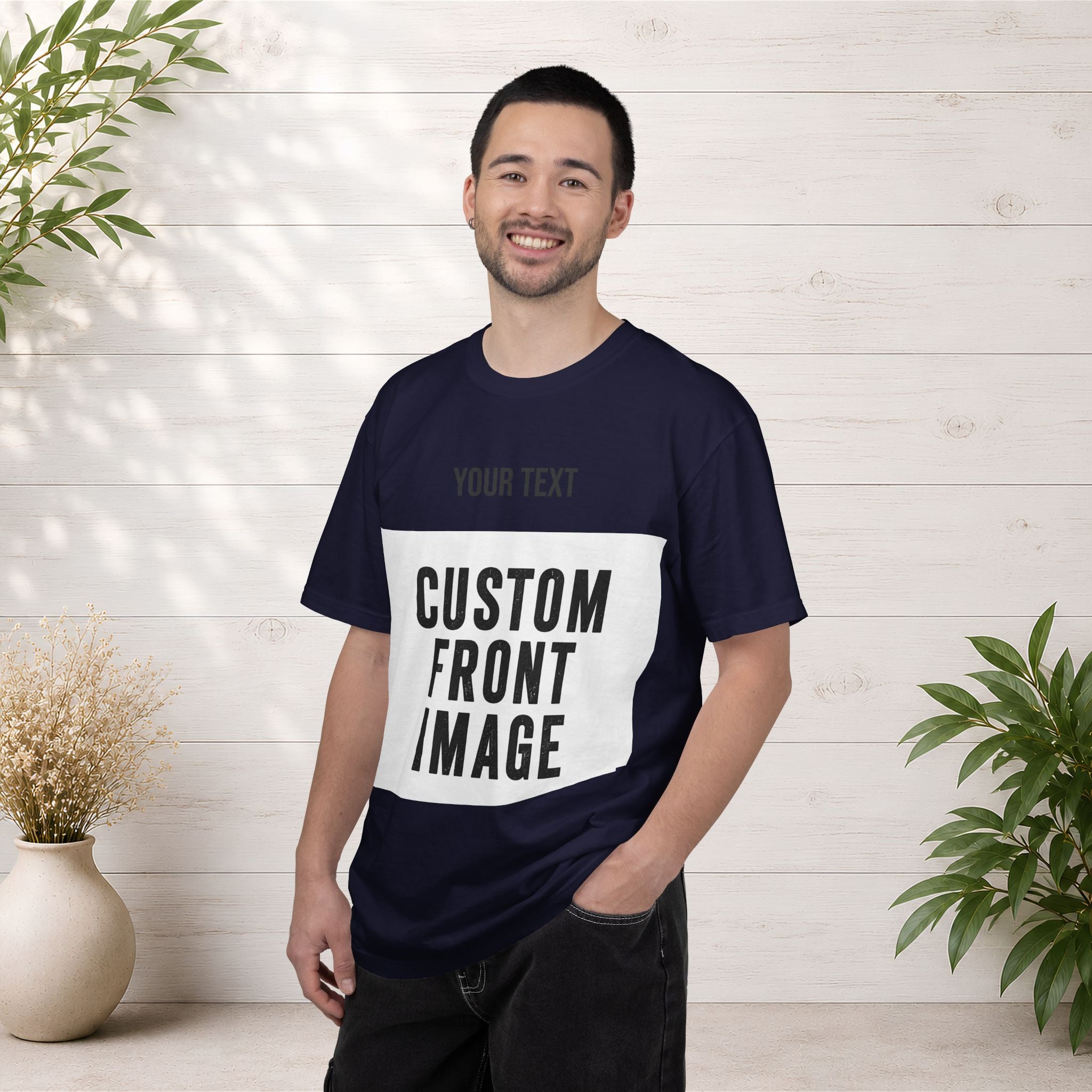 Custom Front Landscape Print T-Shirt — Personalized Text & Image Tee