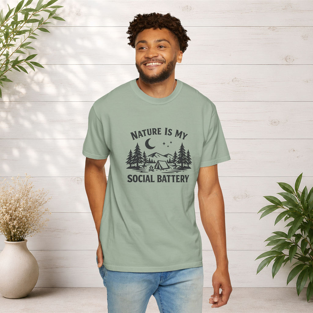 Nature Is My Social Battery T-Shirt — Outdoor Enthusiast Graphic Tee