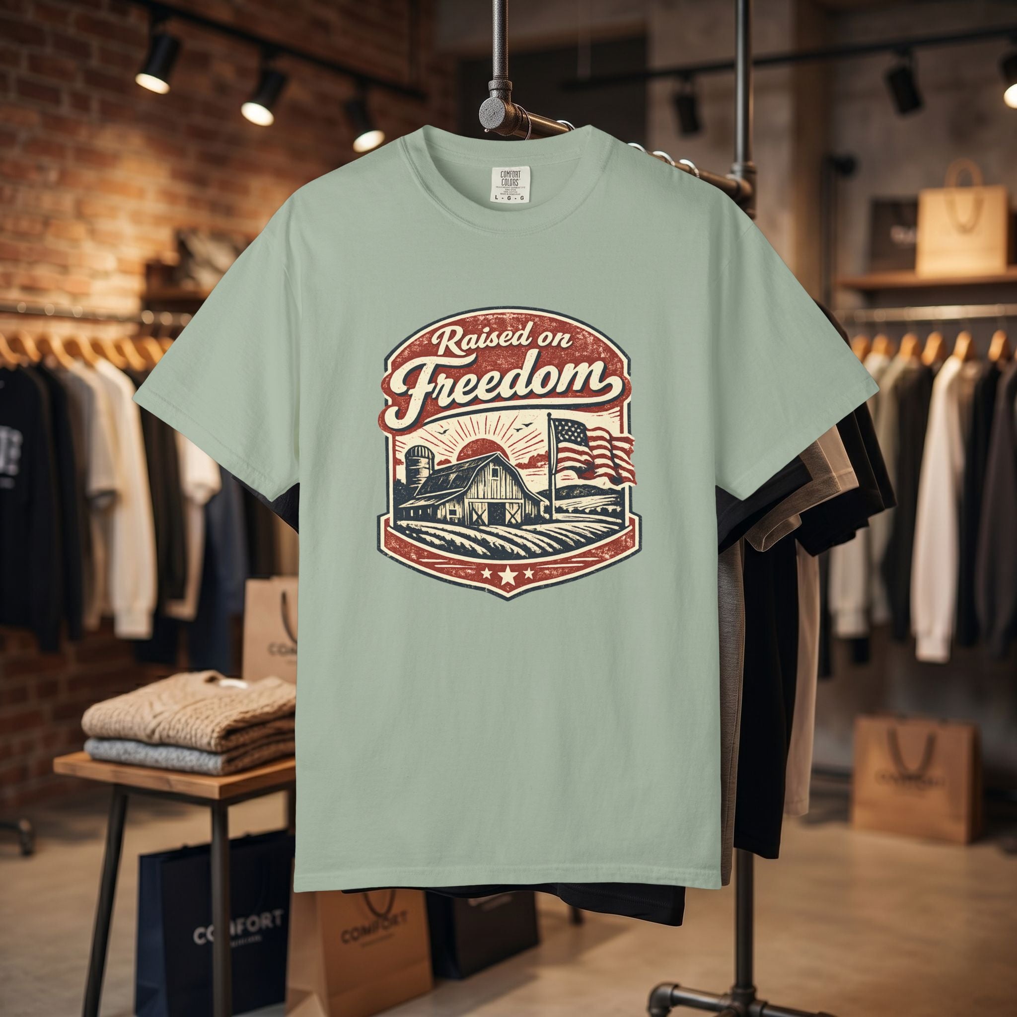 Raised on Freedom T-Shirt — Vintage American Flag Graphic Tee