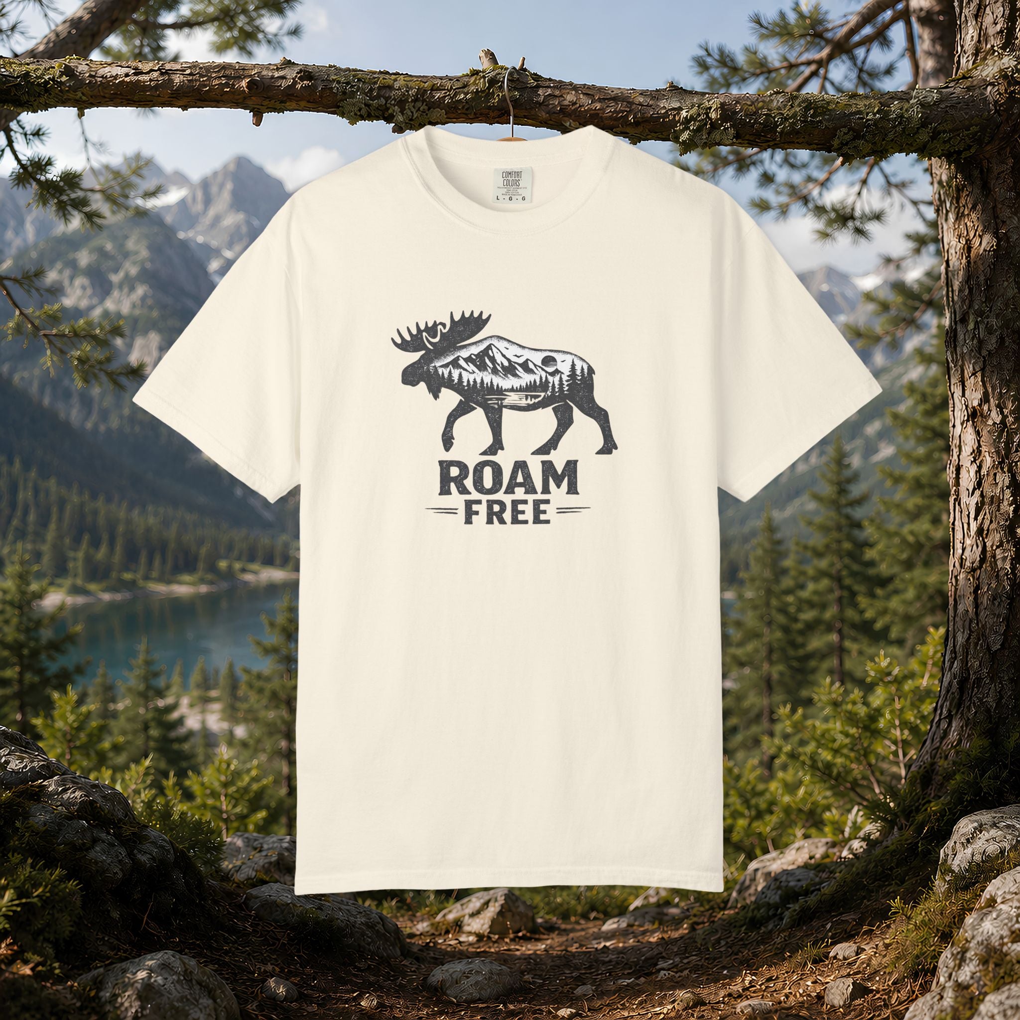 Roam Free Moose T-Shirt — Outdoorsy Nature Graphic Tee