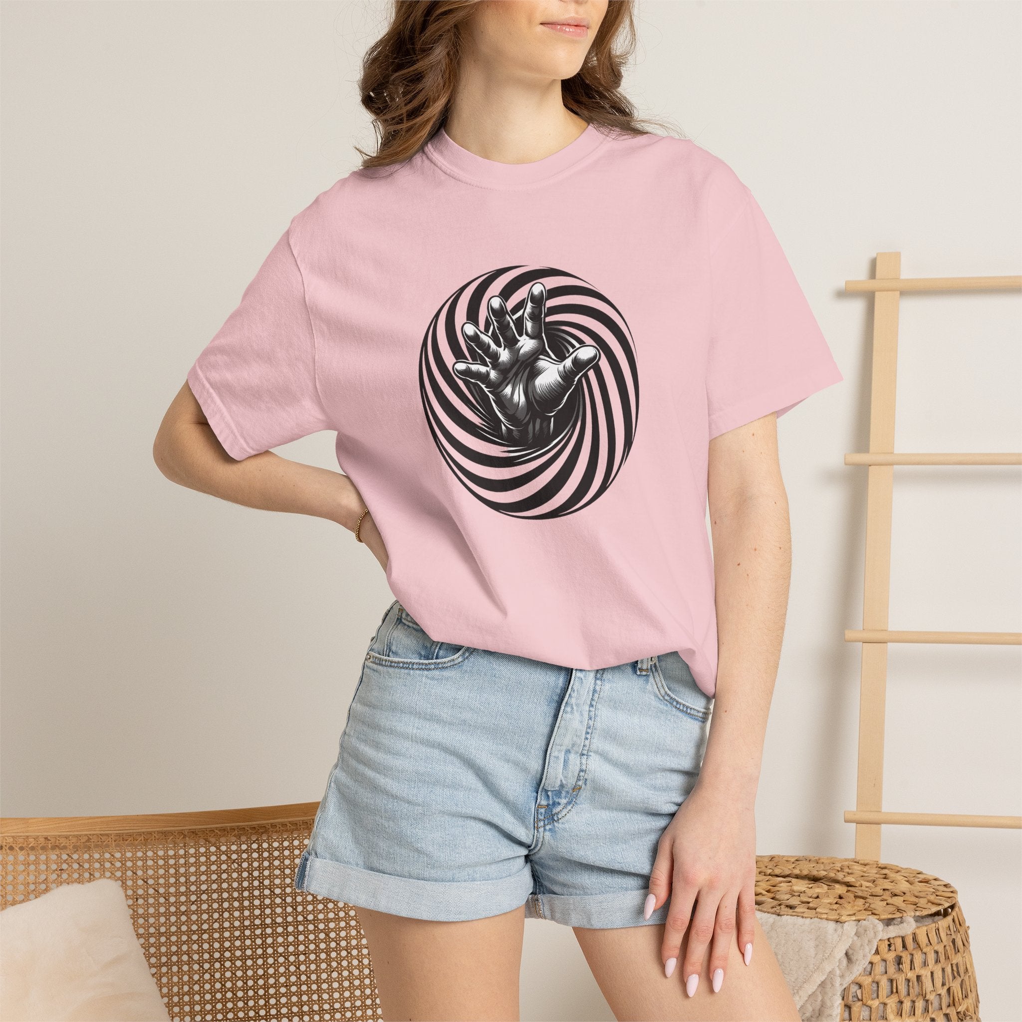 Optical Spiral Hand Graphic T-Shirt