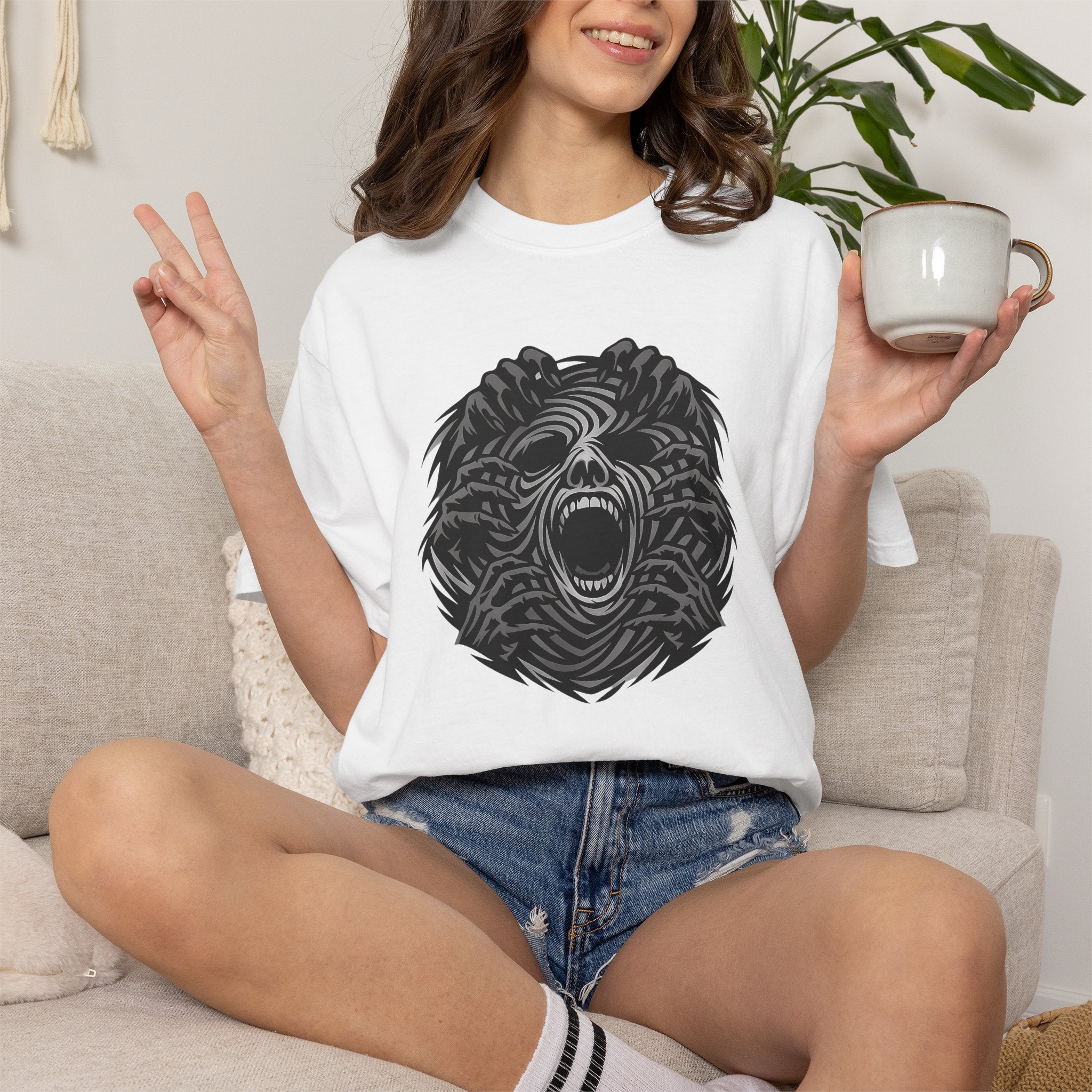 Shadow Hands Face Illusion T-Shirt