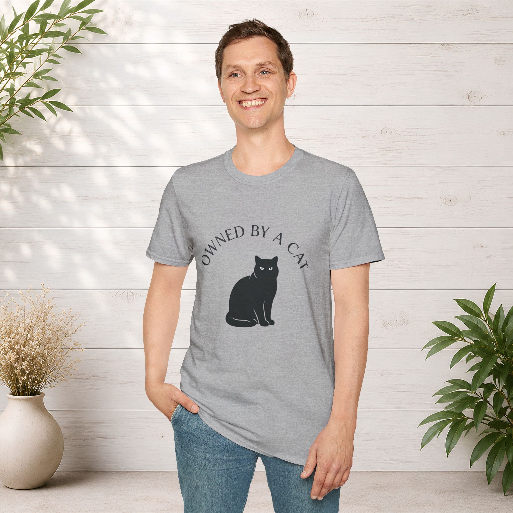 Owned By A Cat T-Shirt | Cat Silhouette Tee, Cat Lover Shirt