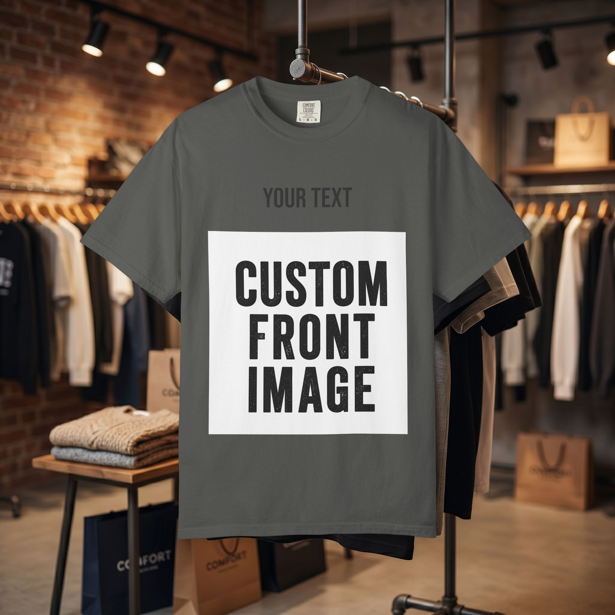 Custom Front Square Print T-Shirt — Personalized Text & Image Tee
