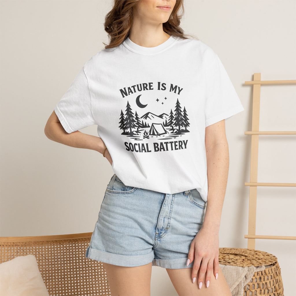 Nature Is My Social Battery T-Shirt — Outdoor Enthusiast Graphic Tee