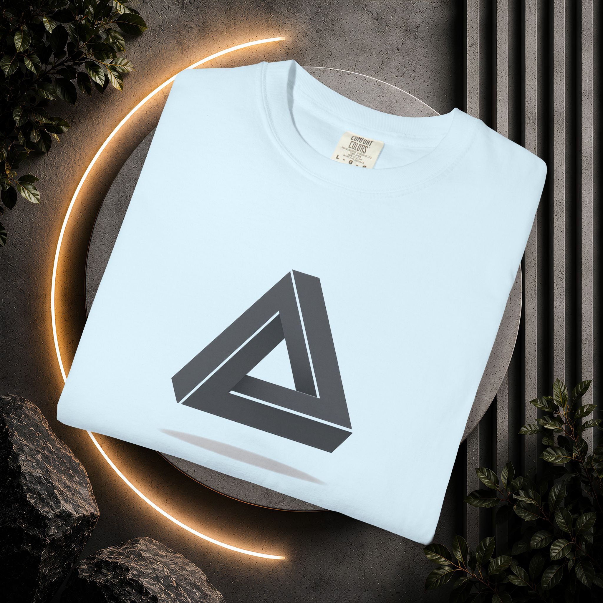 Optical Illusion Triangle T-Shirt — Geometric Penrose Design