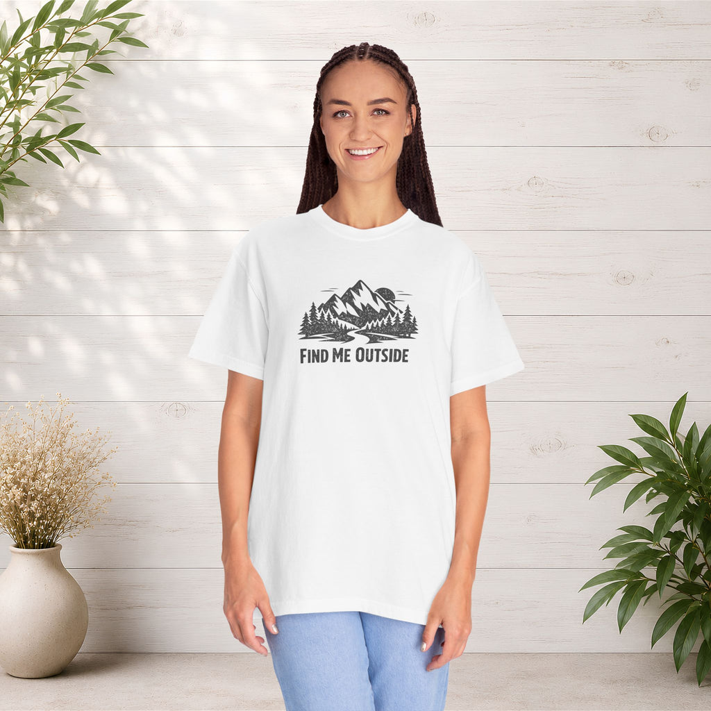 Find Me Outside Mountain T-Shirt — Outdoor Adventure Graphic Tee
