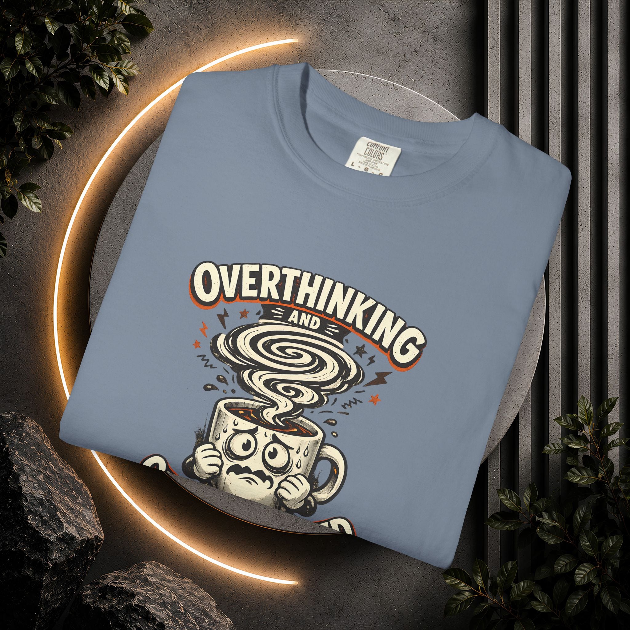 Overthinking & Overcaffeinated T-Shirt — Funny Coffee & Anxiety Graphic Tee