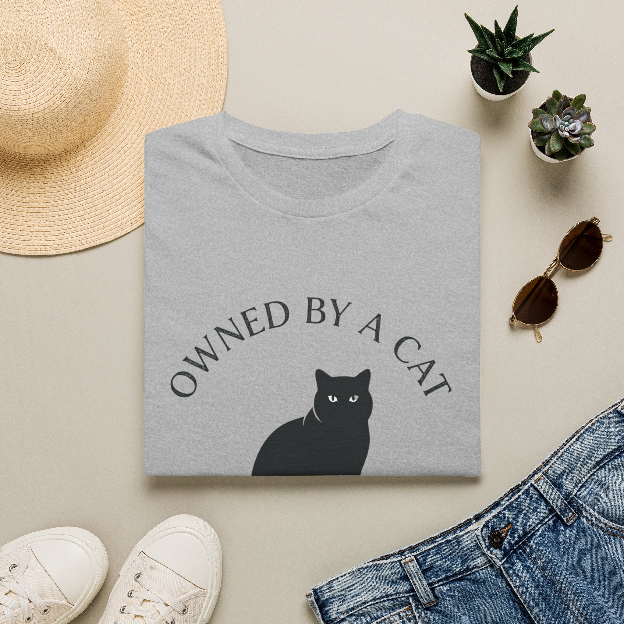 Owned By A Cat T-Shirt | Cat Silhouette Tee, Cat Lover Shirt