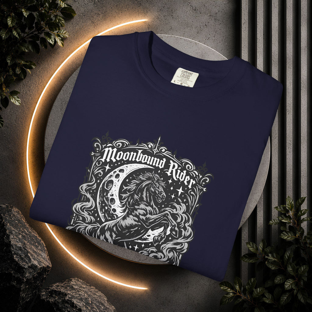 Moonbound Rider T‑Shirt — Gothic Horse Moon Design