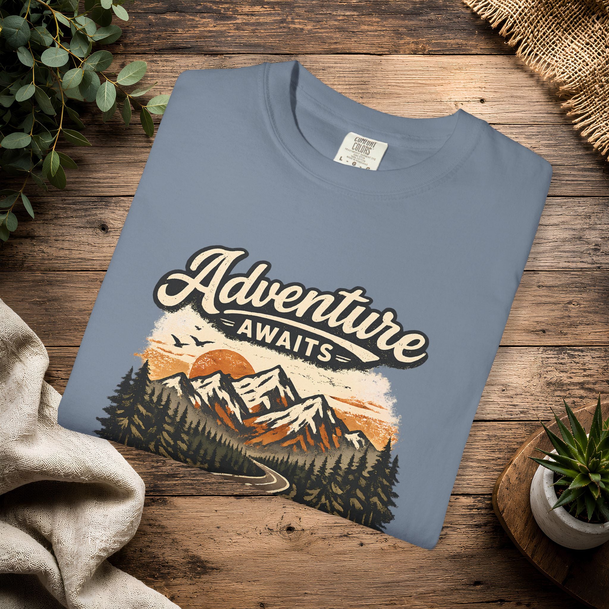 Adventure Awaits T-Shirt — Scenic Mountain Road Graphic Tee