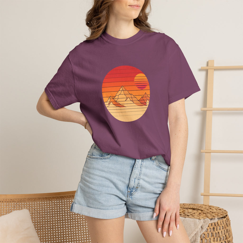 Retro Sunset Mountain T-shirt | Vintage Mountain Graphic Tee