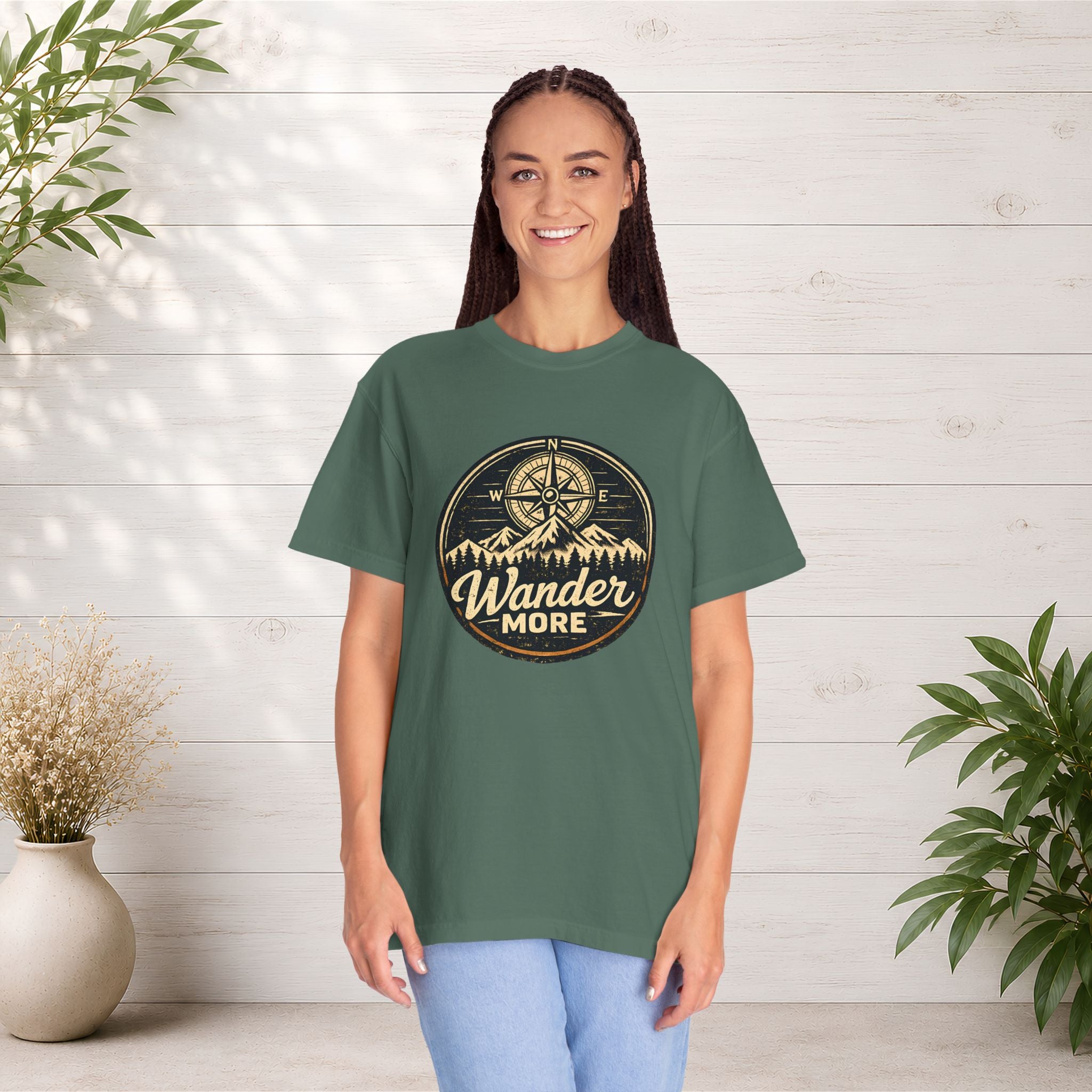 Wander More T-Shirt — Adventure Compass Graphic Tee