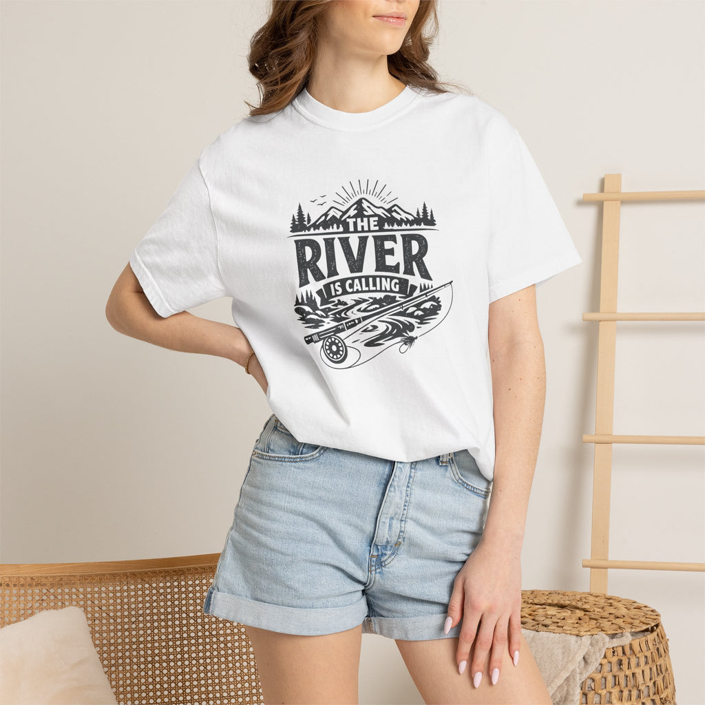The River Is Calling T-Shirt — Rustic Fishing & Kayak Outdoor Tee