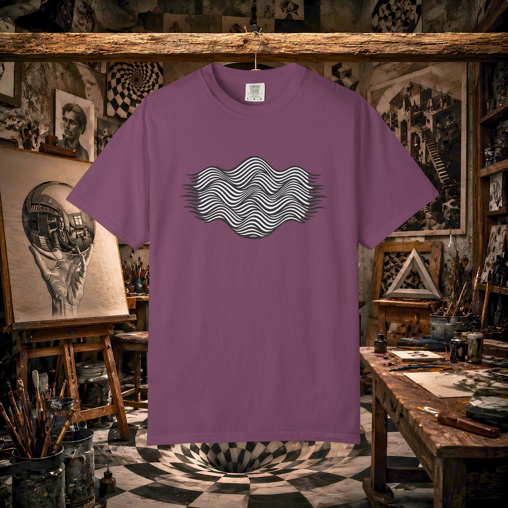 Minimal Wave Graphic T-Shirt — Abstract Line Art Tee
