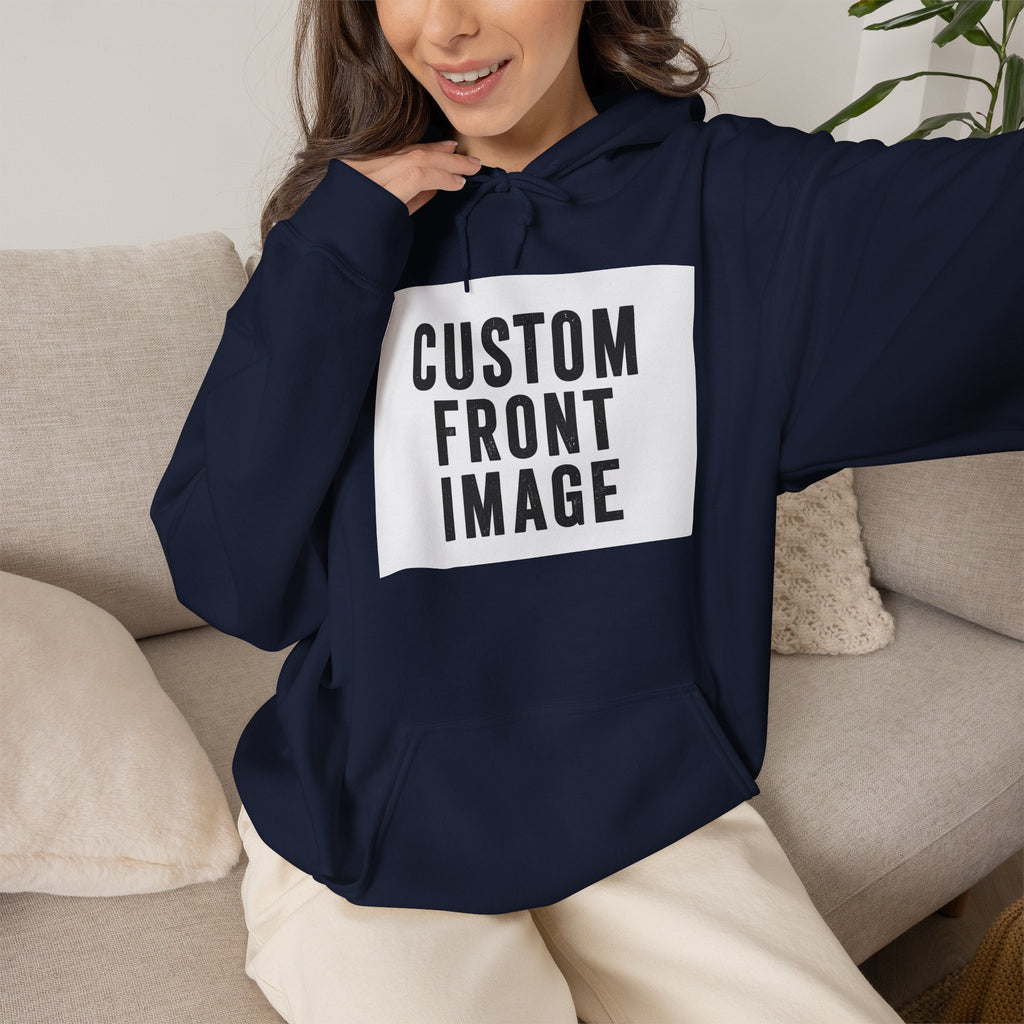 Custom Front Image Hoodie — Personalized White Pullover Hooded Sweatshirt