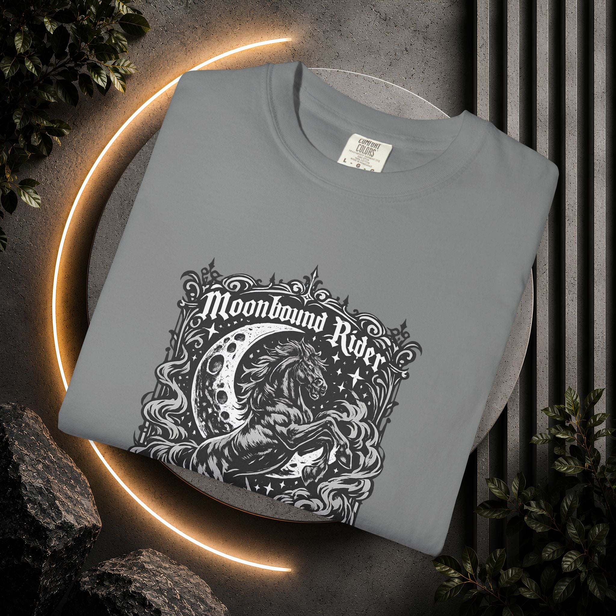 Moonbound Rider T‑Shirt — Gothic Horse Moon Design