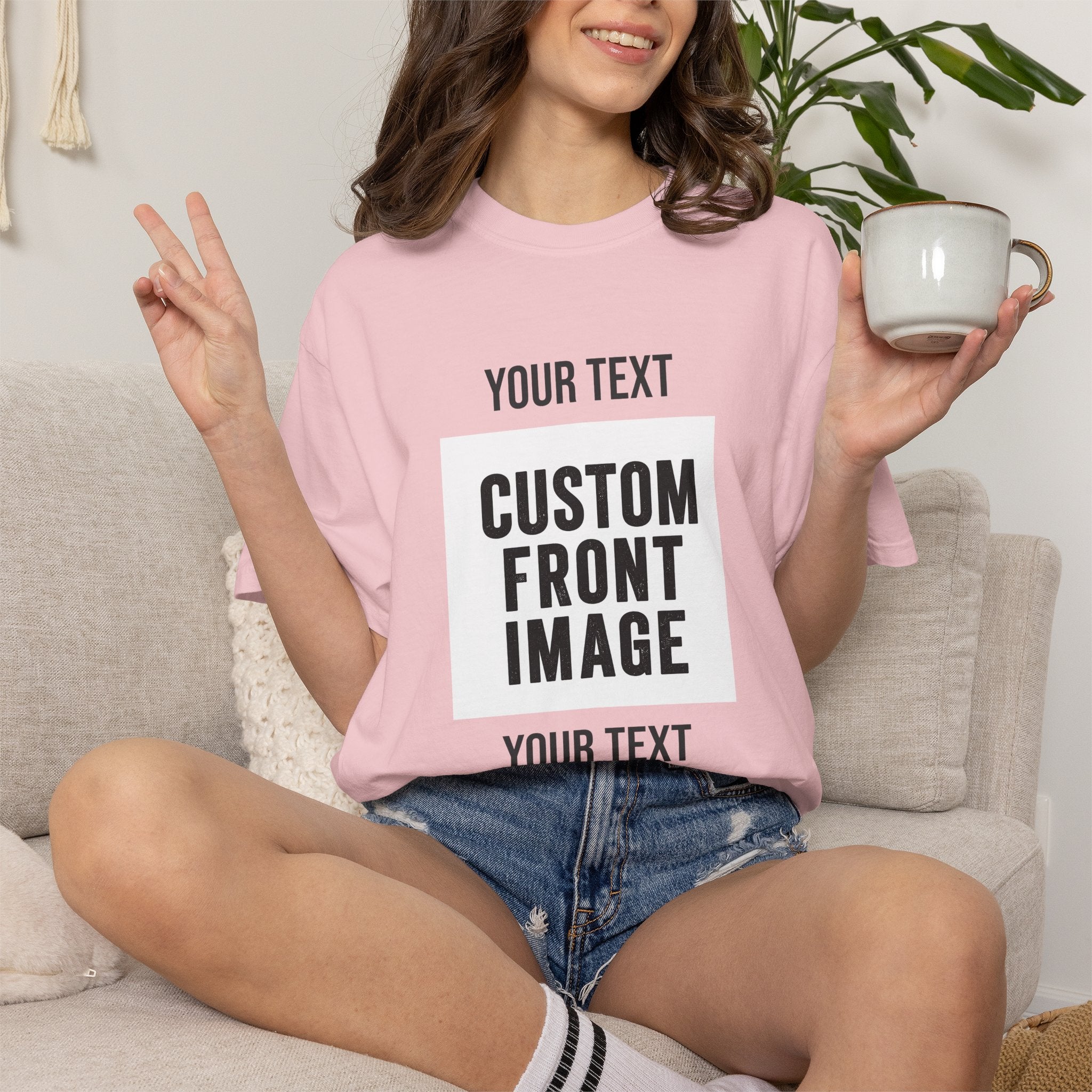 Custom Front Square Print T-Shirt — Personalized Text & Image Tee