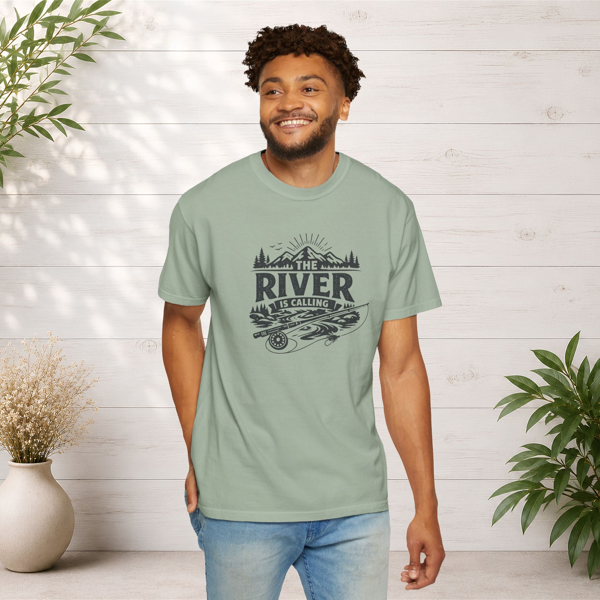 The River Is Calling T-Shirt — Rustic Fishing & Kayak Outdoor Tee