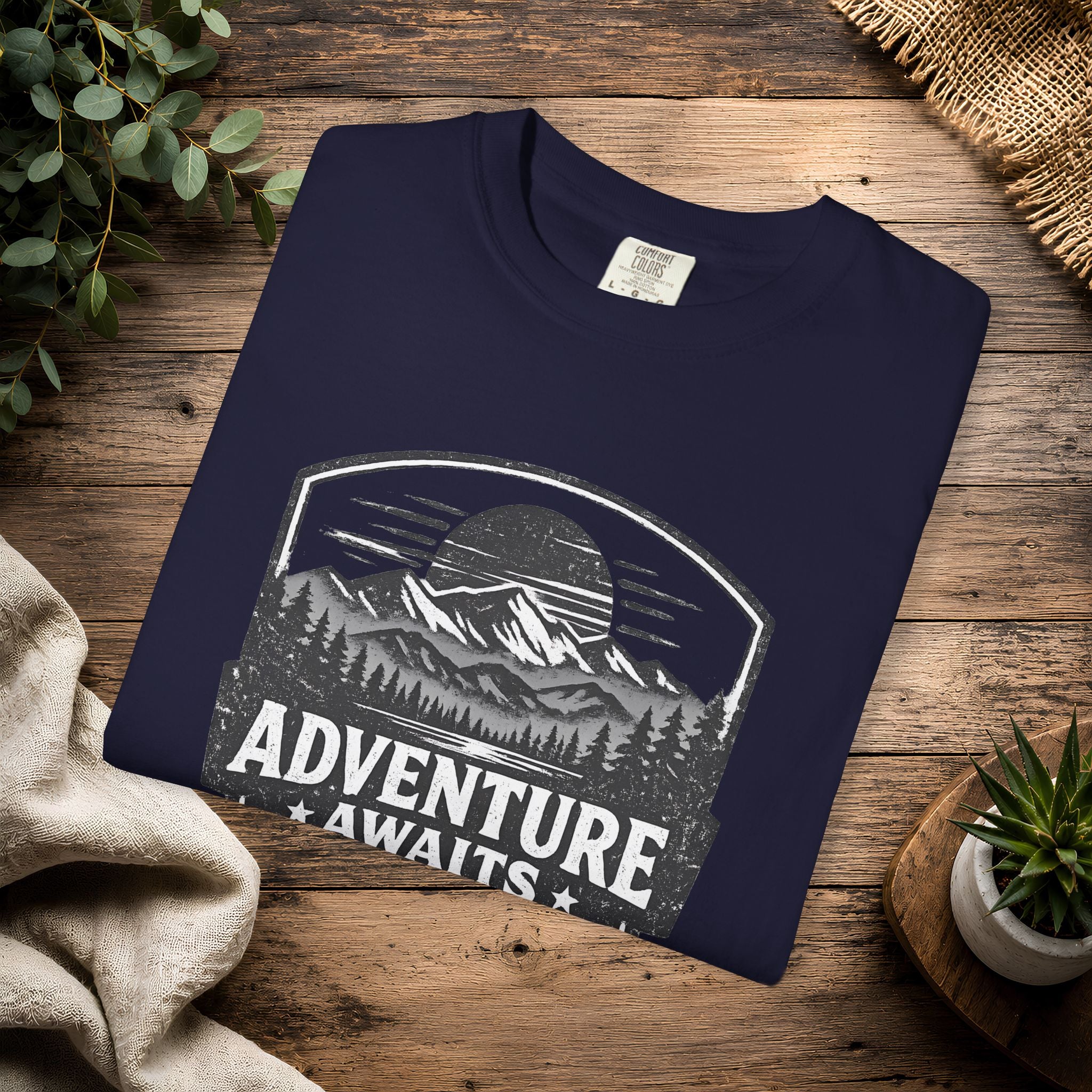Adventure Awaits T-Shirt — Mountain Hiking Outdoors Tee