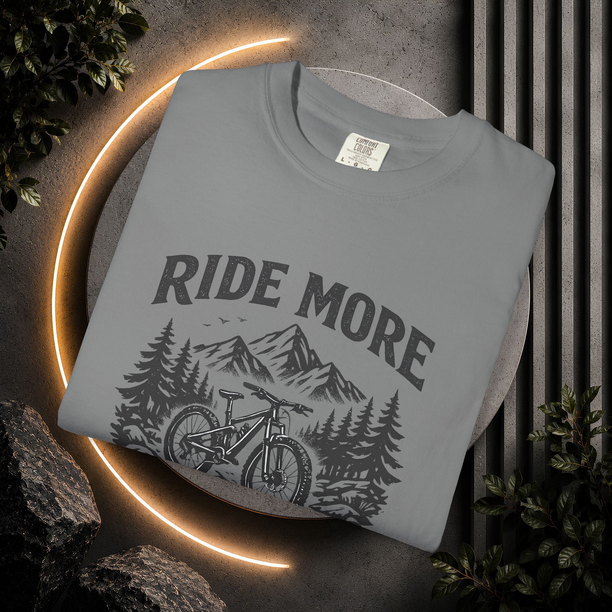 Ride More Worry Less T-Shirt — Mountain Bike Adventure Tee