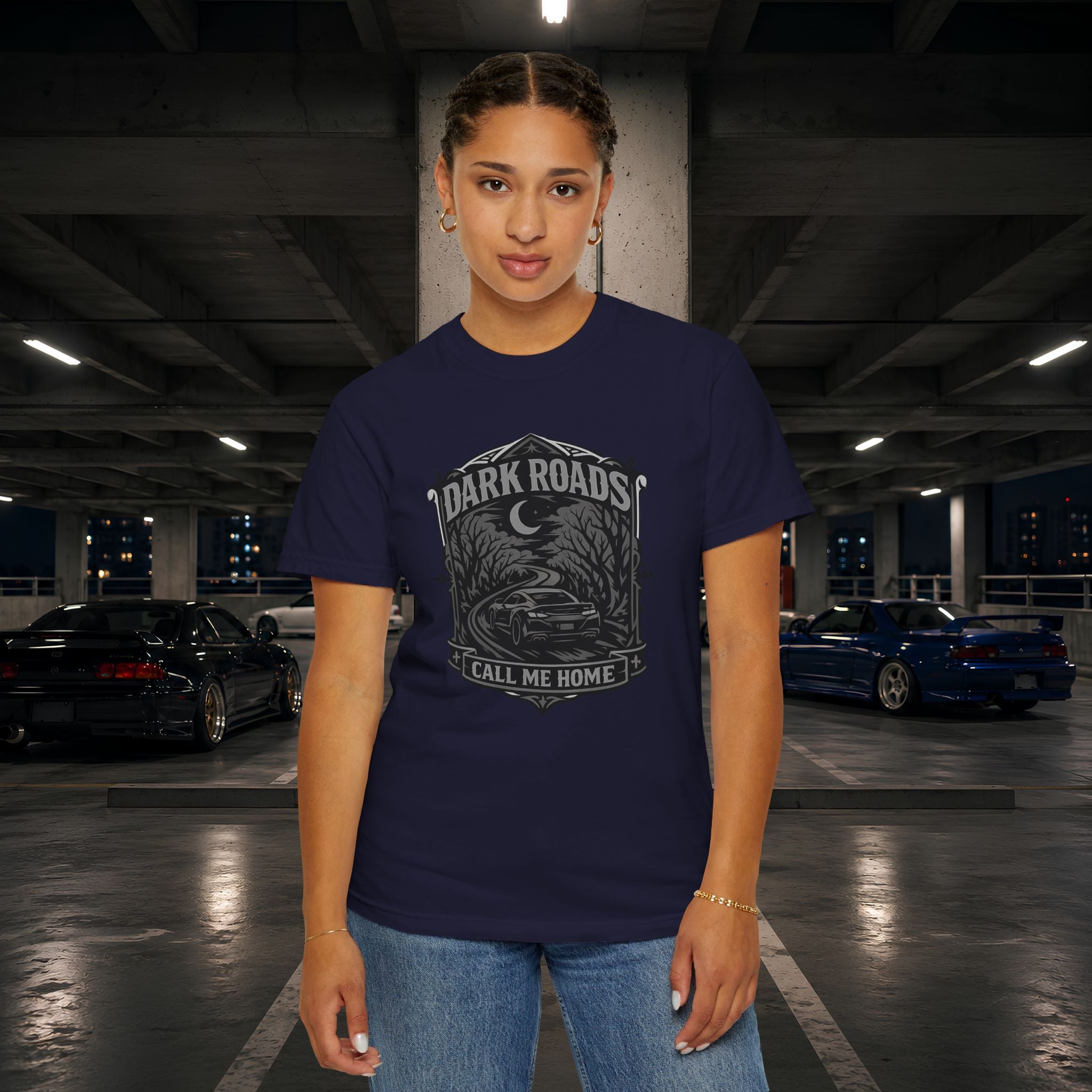 Dark Roads Call Me Home T-Shirt — Vintage Night Drive Graphic Tee