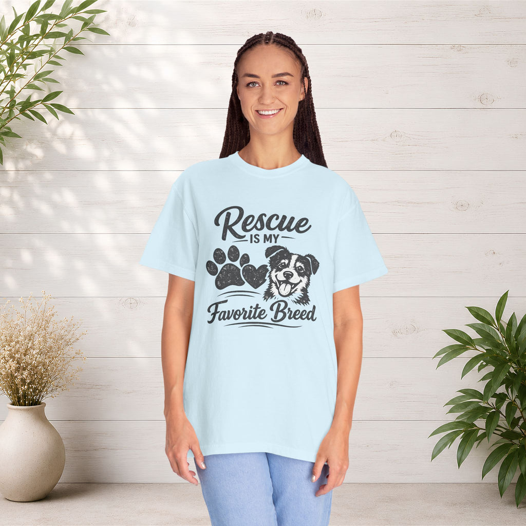 Rescue Is My Favorite Breed T-Shirt — Dog Rescue Paw Print Tee
