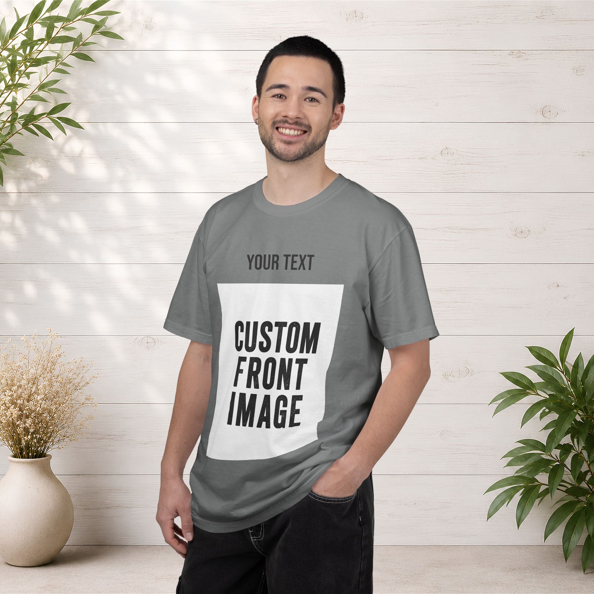 Custom Front Portrait Print T-Shirt — Personalized Text & Image Tee