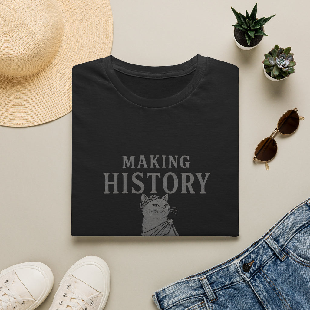 Making History cat statue T-Shirt | "Making History Ignoring Authority" design