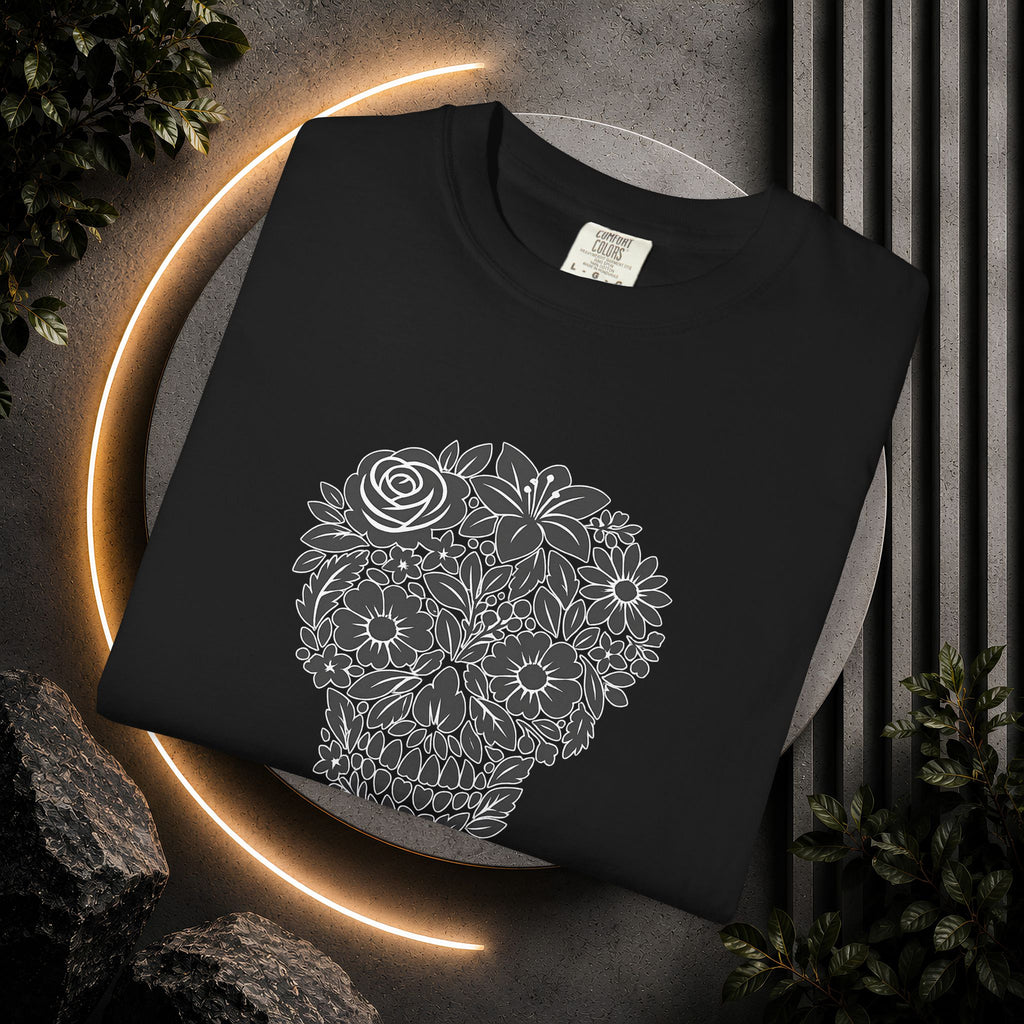 Floral Sugar Skull T-Shirt — Day of the Dead Floral Skull Tee