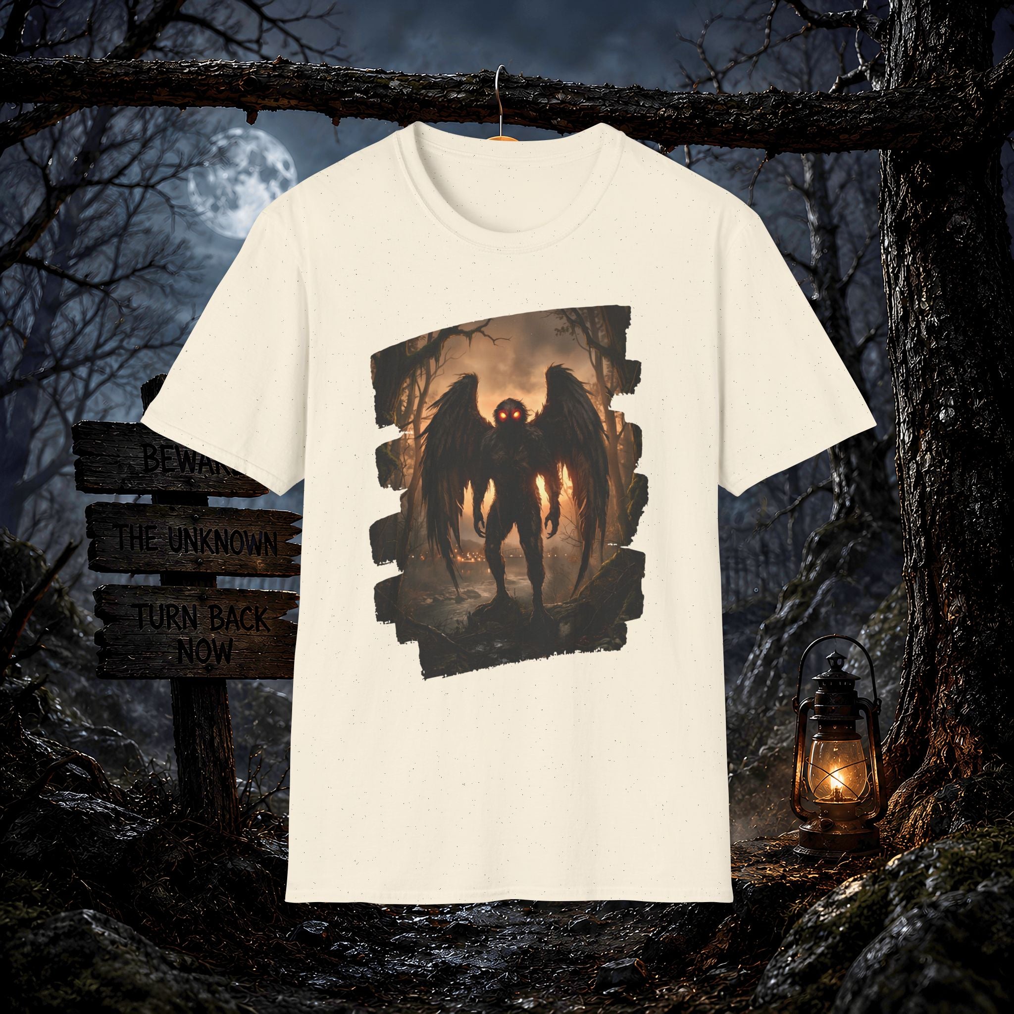 Mothman Cryptid Illustration T-Shirt | Dark Horror Graphic