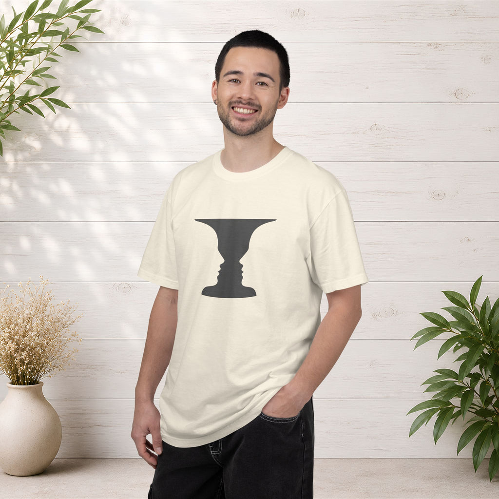 Optical Illusion Vase T-Shirt — Rubin’s Face Profile Graphic Tee