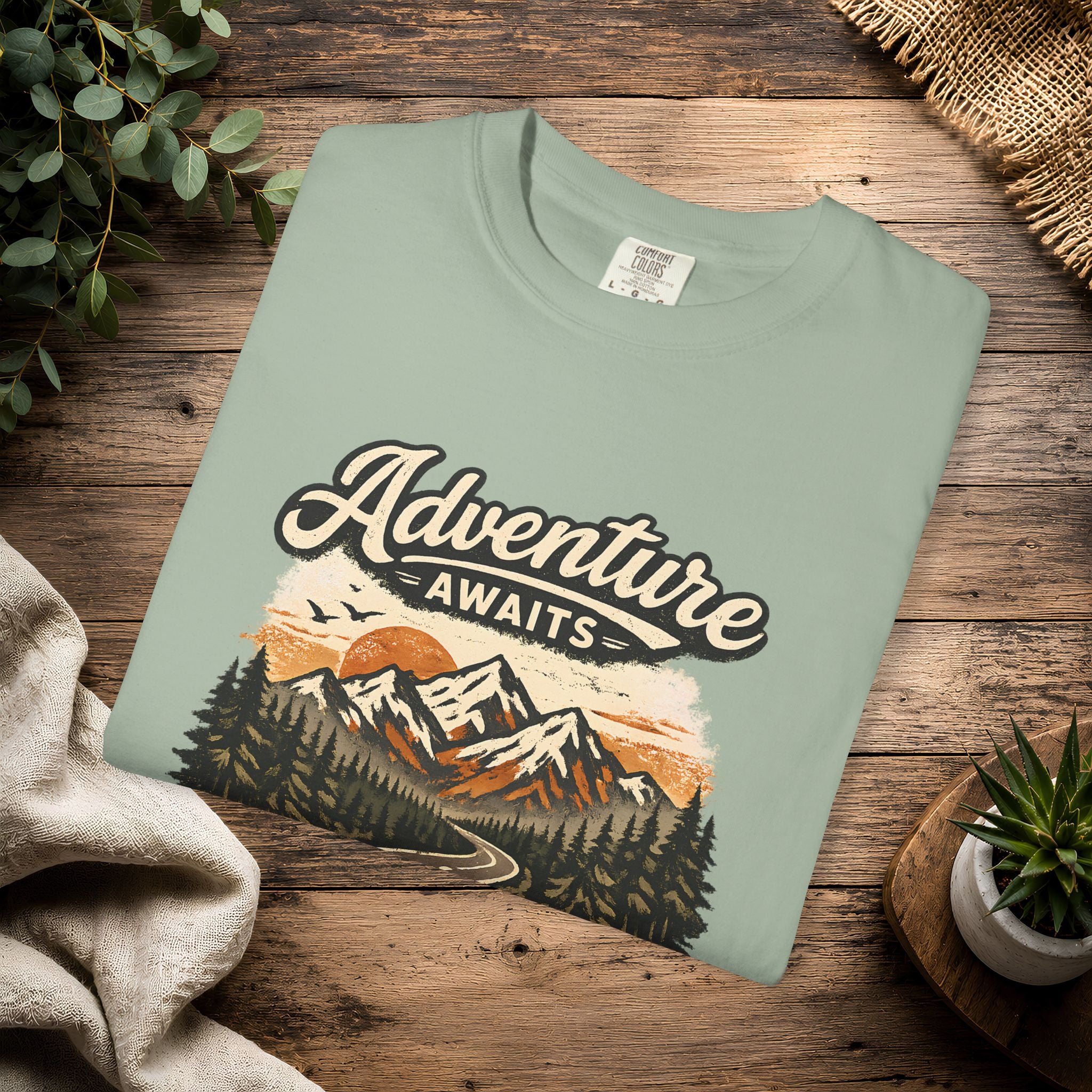 Adventure Awaits T-Shirt — Scenic Mountain Road Graphic Tee
