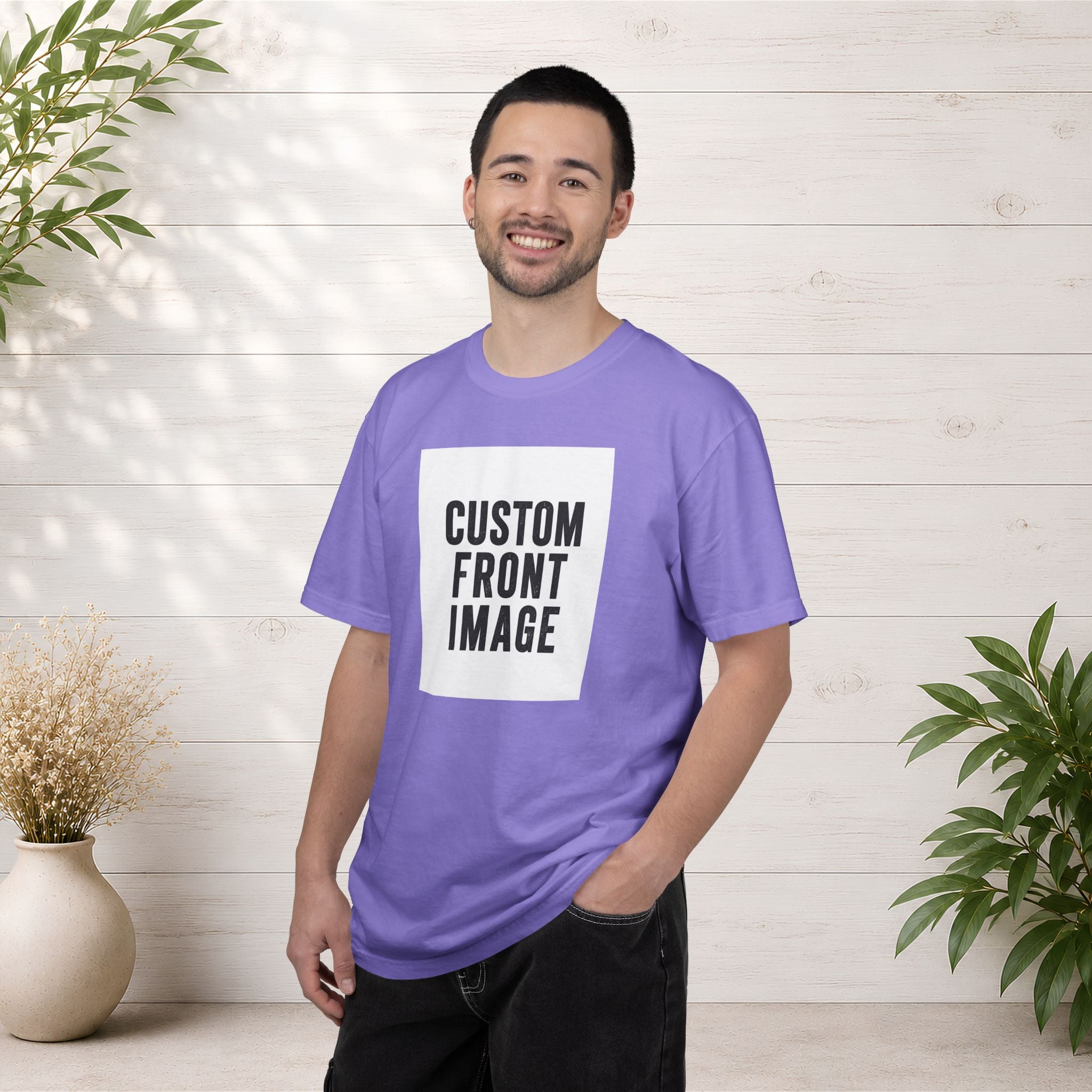 Custom Portrait Small Image Front T-Shirt - Add Your Own Image