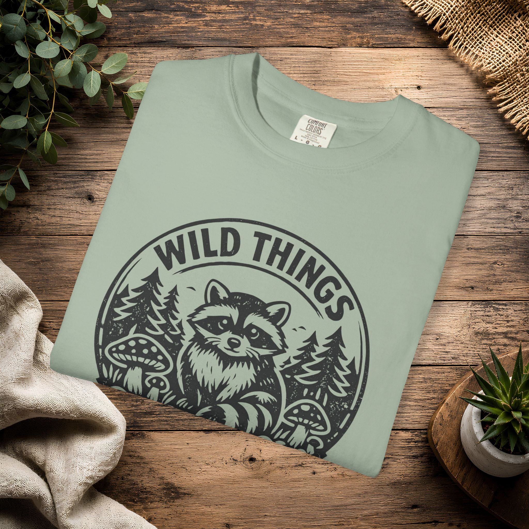 “Wild Things Welcome” Raccoon Forest Graphic T-Shirt