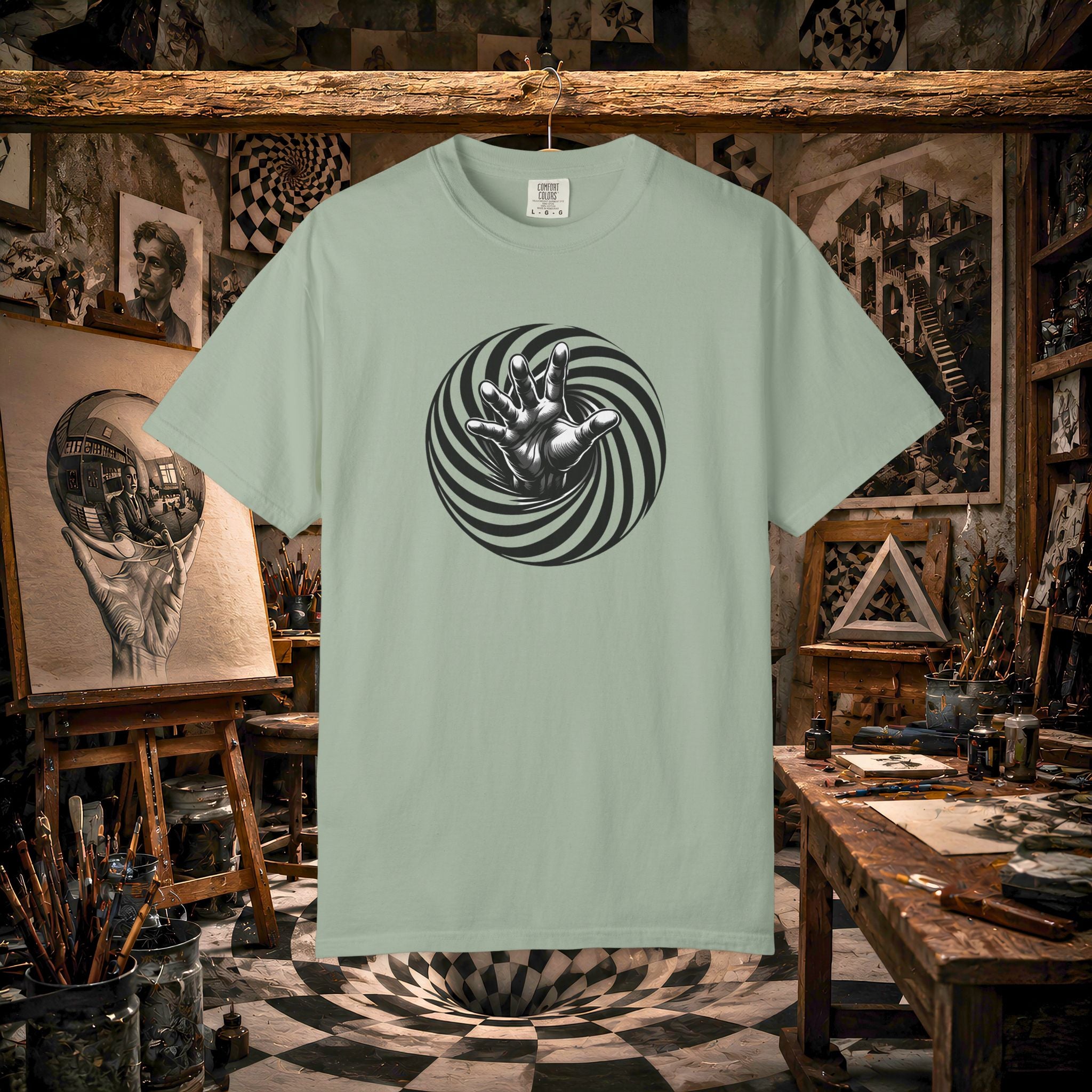 Optical Spiral Hand Graphic T-Shirt
