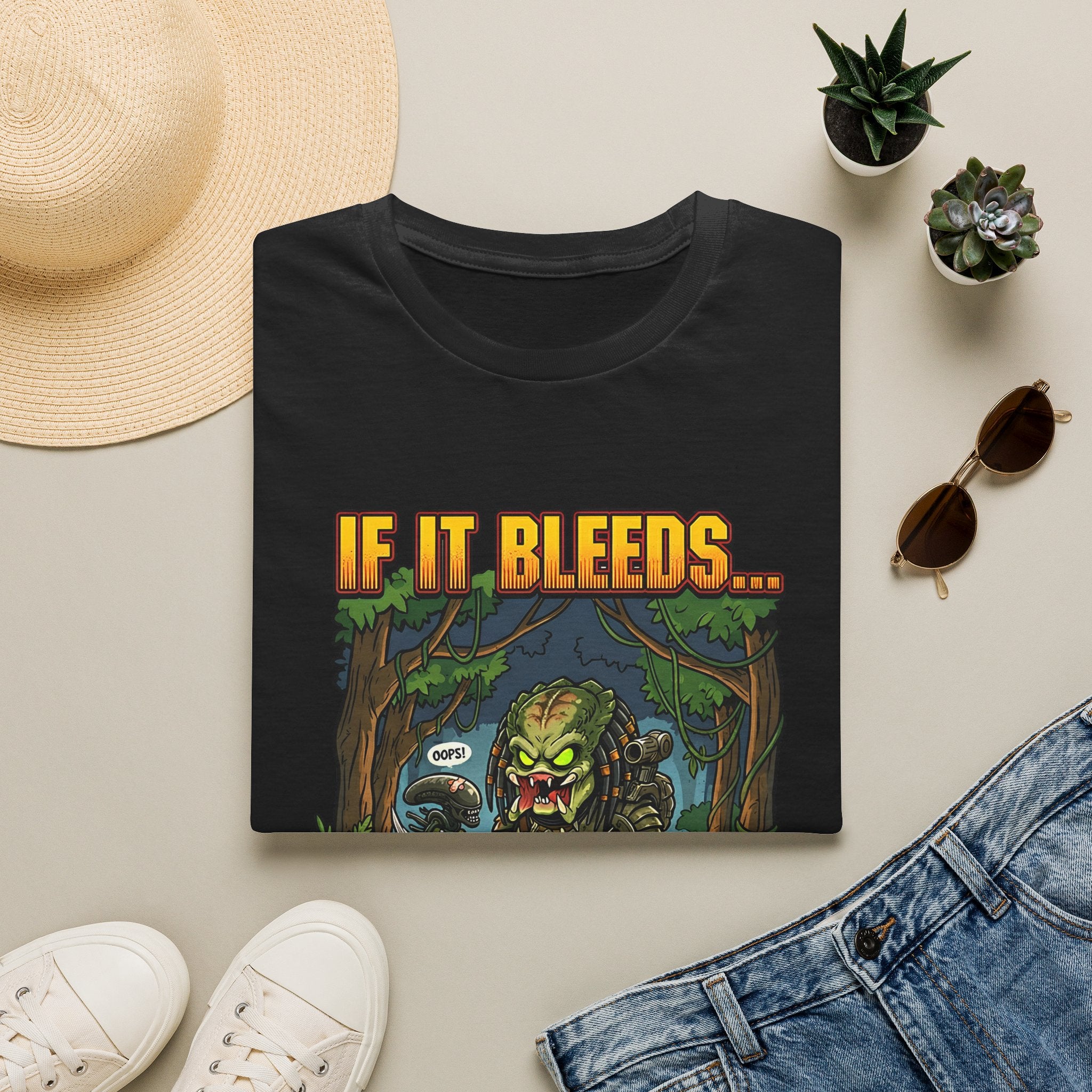 Predator "If It Bleeds" Forest Design T-Shirt | Horror Movie Character