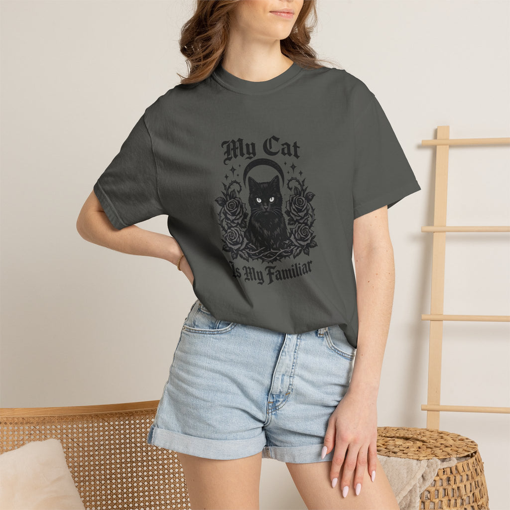 My Cat Is My Familiar T-Shirt — Gothic Cat Witch Tee