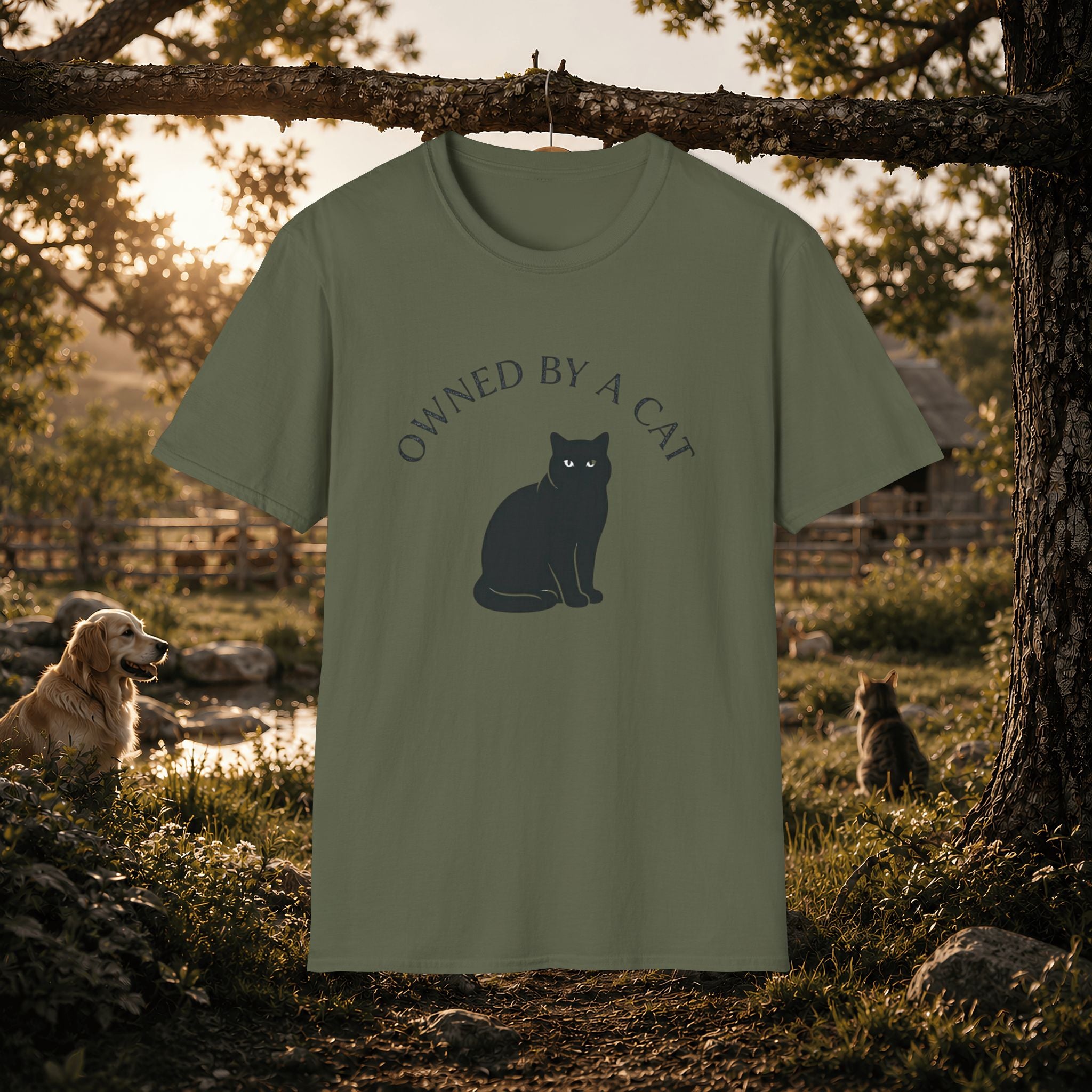Owned By A Cat T-Shirt | Cat Silhouette Tee, Cat Lover Shirt