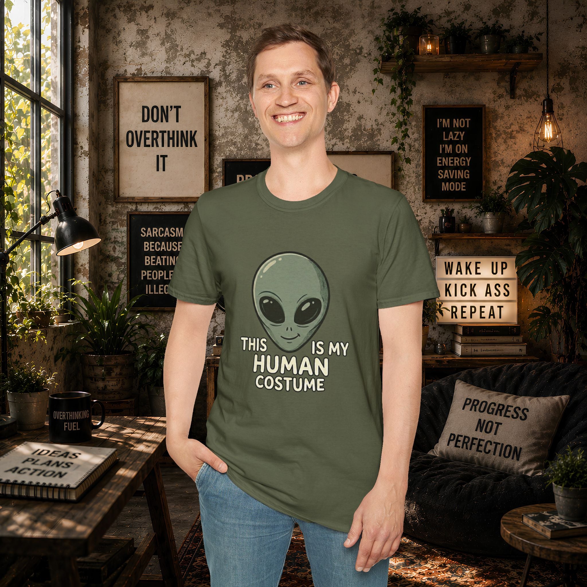 Alien Head This Is My Human Costume T-Shirt | Funny Extraterrestrial Design