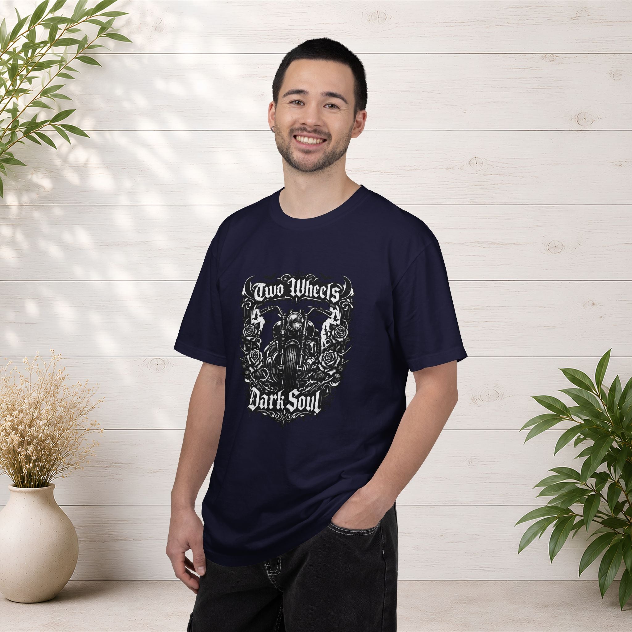 Dark Soul Motorcycle T-Shirt — "Two Wheels Dark Soul" Biker Graphic Tee