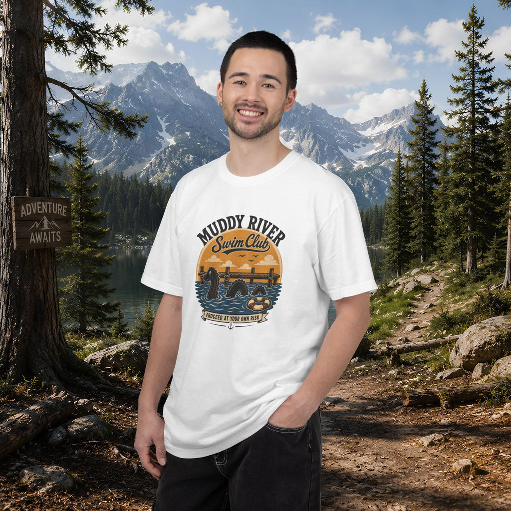 Monongy Swim Club Vintage T-Shirt — Retro Cryptid River Graphic