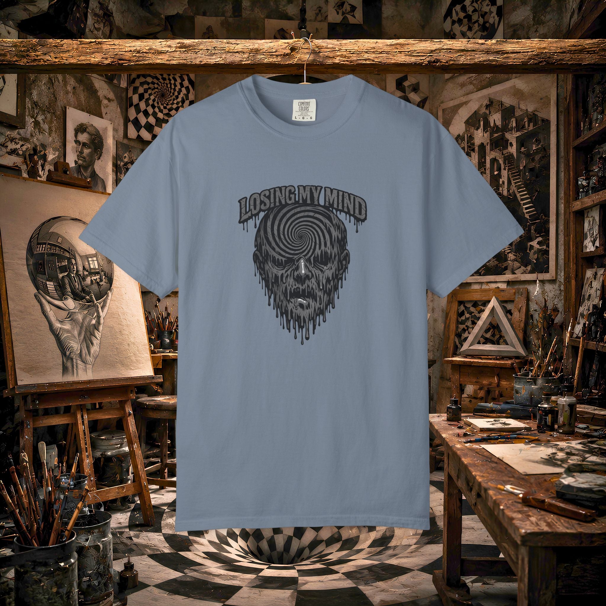 Losing My Mind Skull Tee — Psychedelic Spiral Graphic T-Shirt