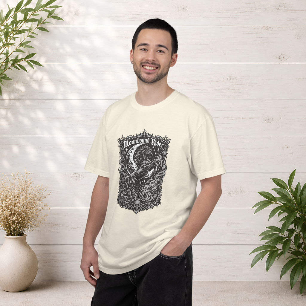Moonbound Rider T‑Shirt — Gothic Horse Moon Design