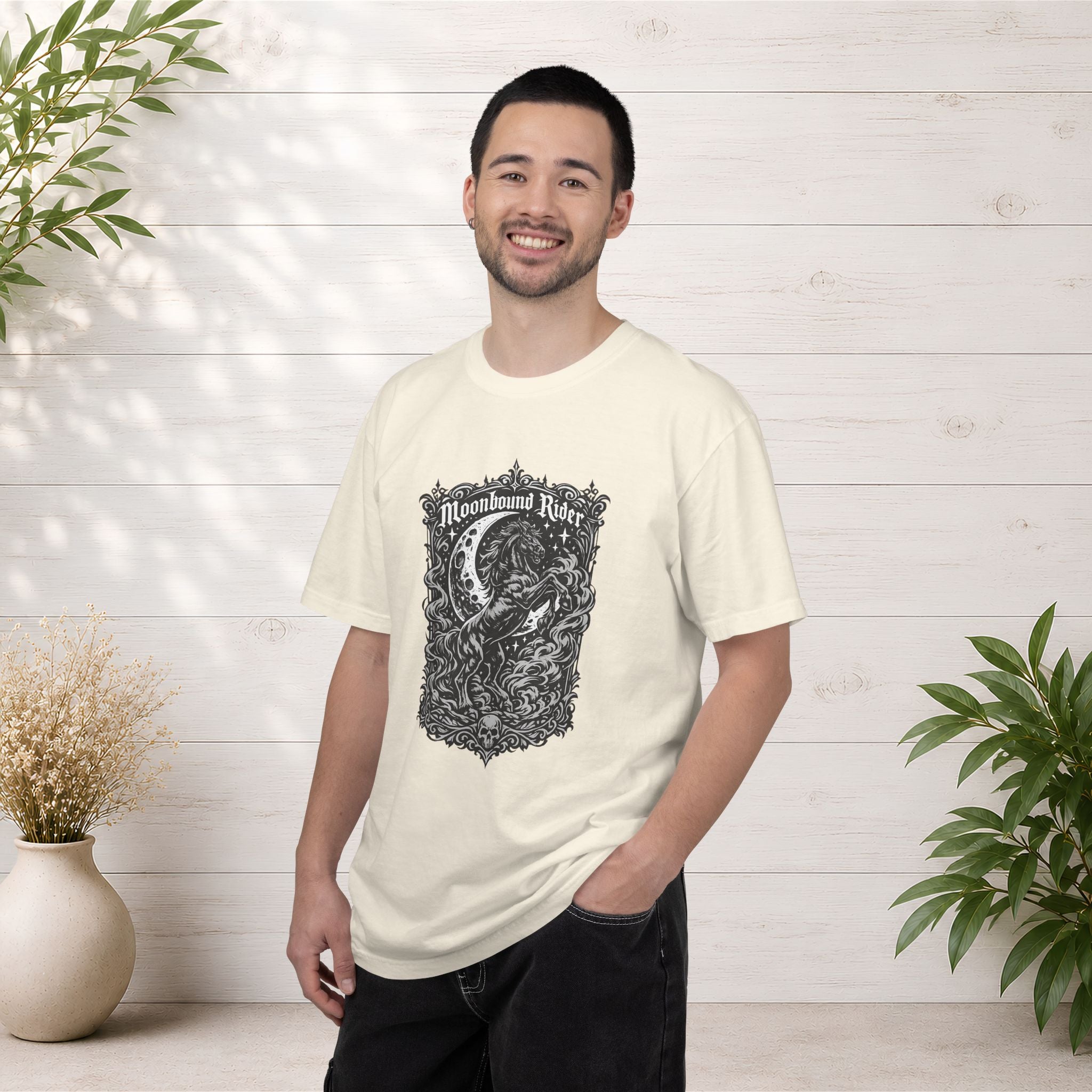 Moonbound Rider T‑Shirt — Gothic Horse Moon Design