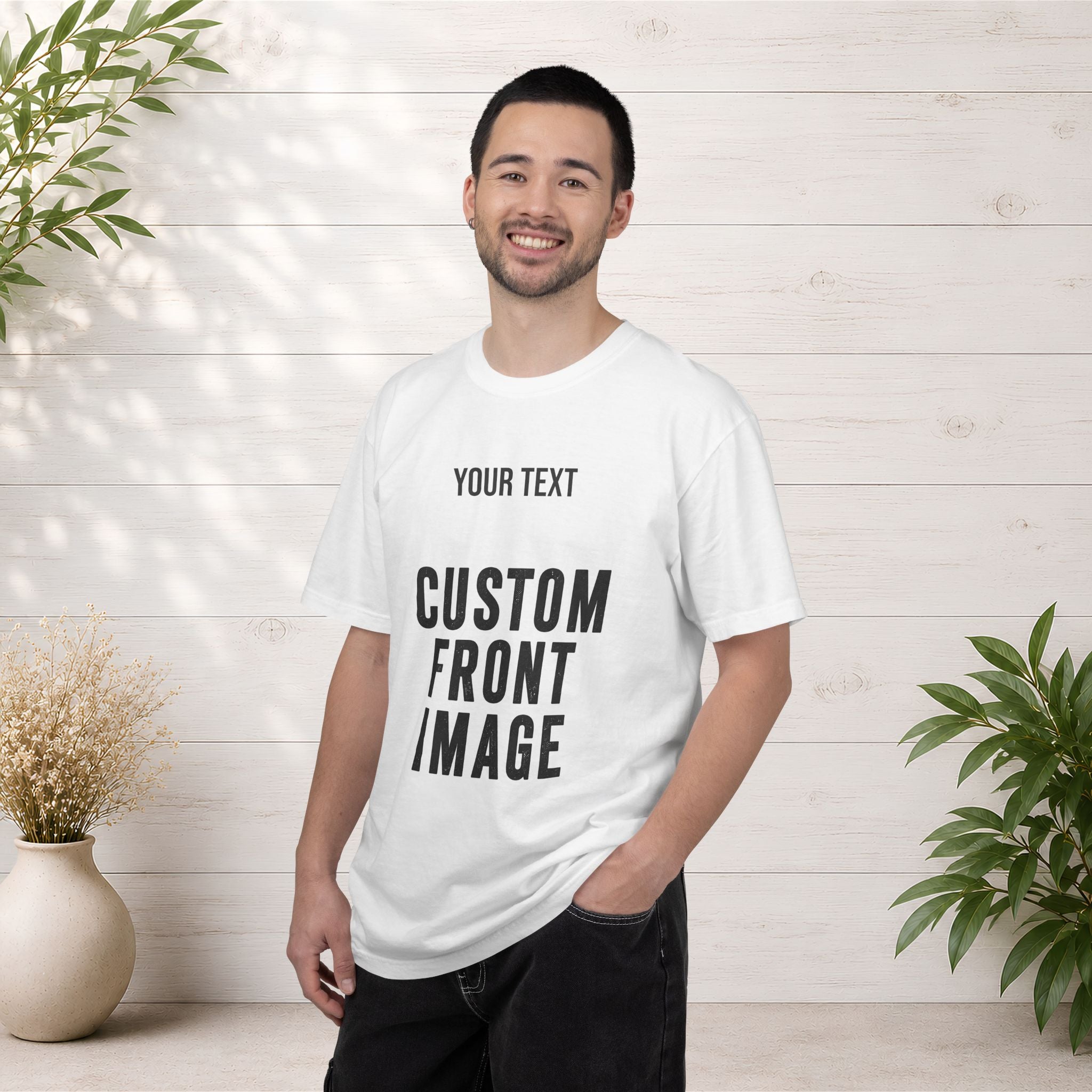 Custom Front Landscape Print T-Shirt — Personalized Text & Image Tee
